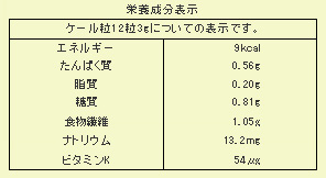 ケール粒100％成分表