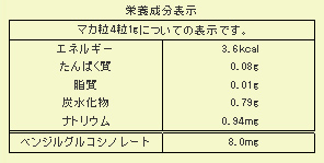 マカ粒100％成分表