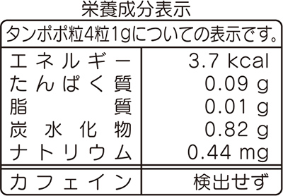タンポポ粒100%成分表
